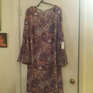 Plus Size Paisley  Flounce Sleeve Dress Size 2X